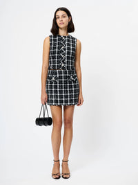 French Connection Windowpane Tweed Crop Top