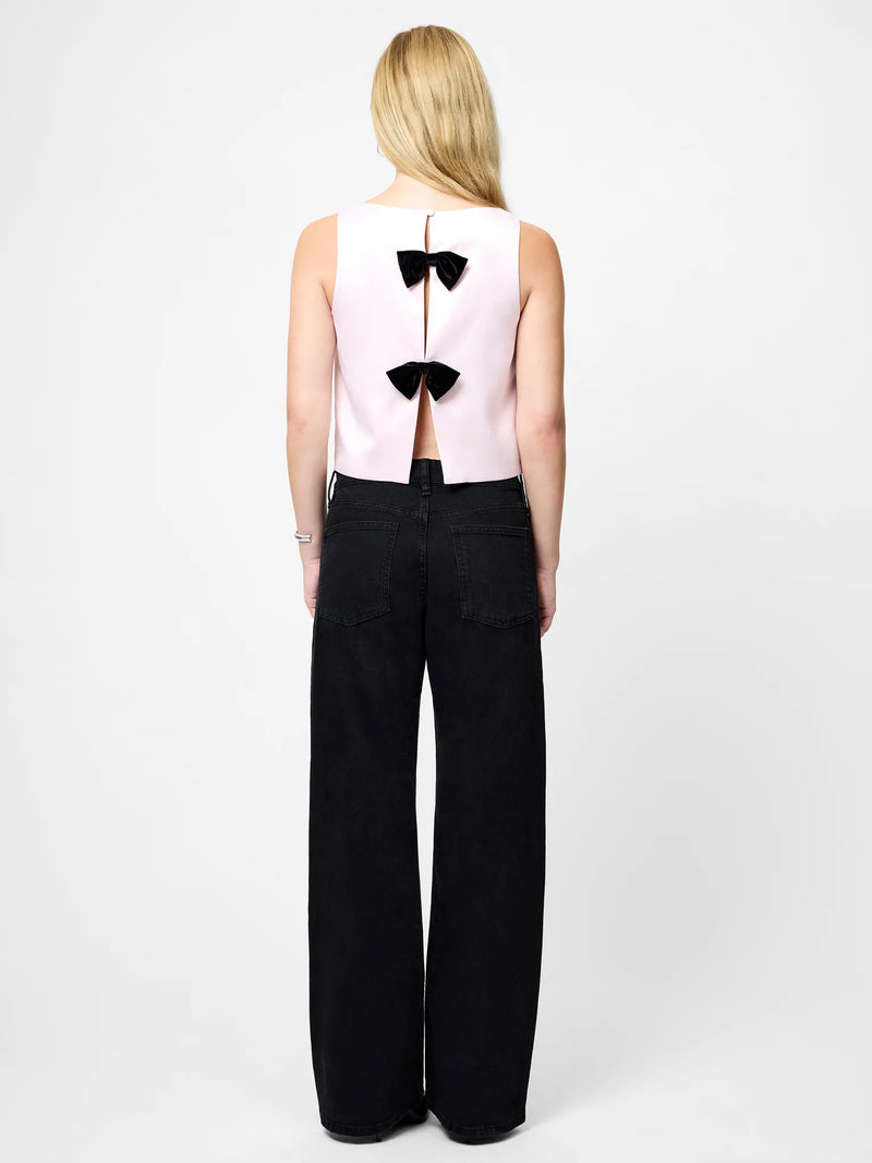 French Connection Carey Combo Velvet Bow Top