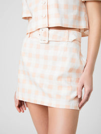 French Connection Aspen Linen Gingham Belted Skirt