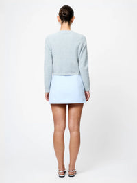French Connection Textured Boiled Wool Mini Skirt in Iceland Blue