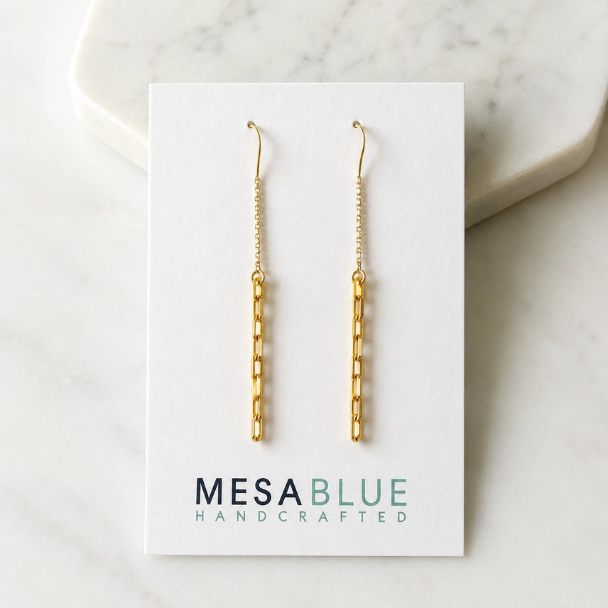Mesa Blue Thick Paperclip Threader Earrings