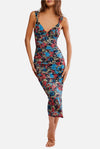 Free People Long Live Printed Mesh Slip Midi Dress