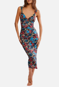 Free People Long Live Printed Mesh Slip Midi Dress