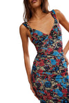 Free People Long Live Printed Mesh Slip Midi Dress