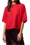 Lila Short Sleeve Sweater Top in Red
