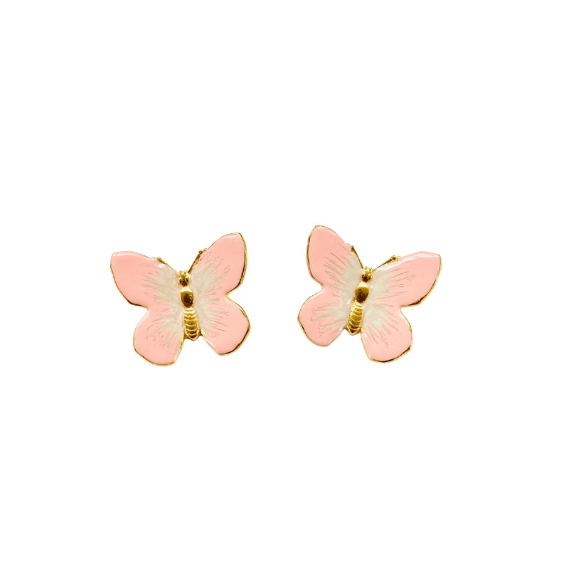 Pink Reef Small Glassine Butterfly Earrings