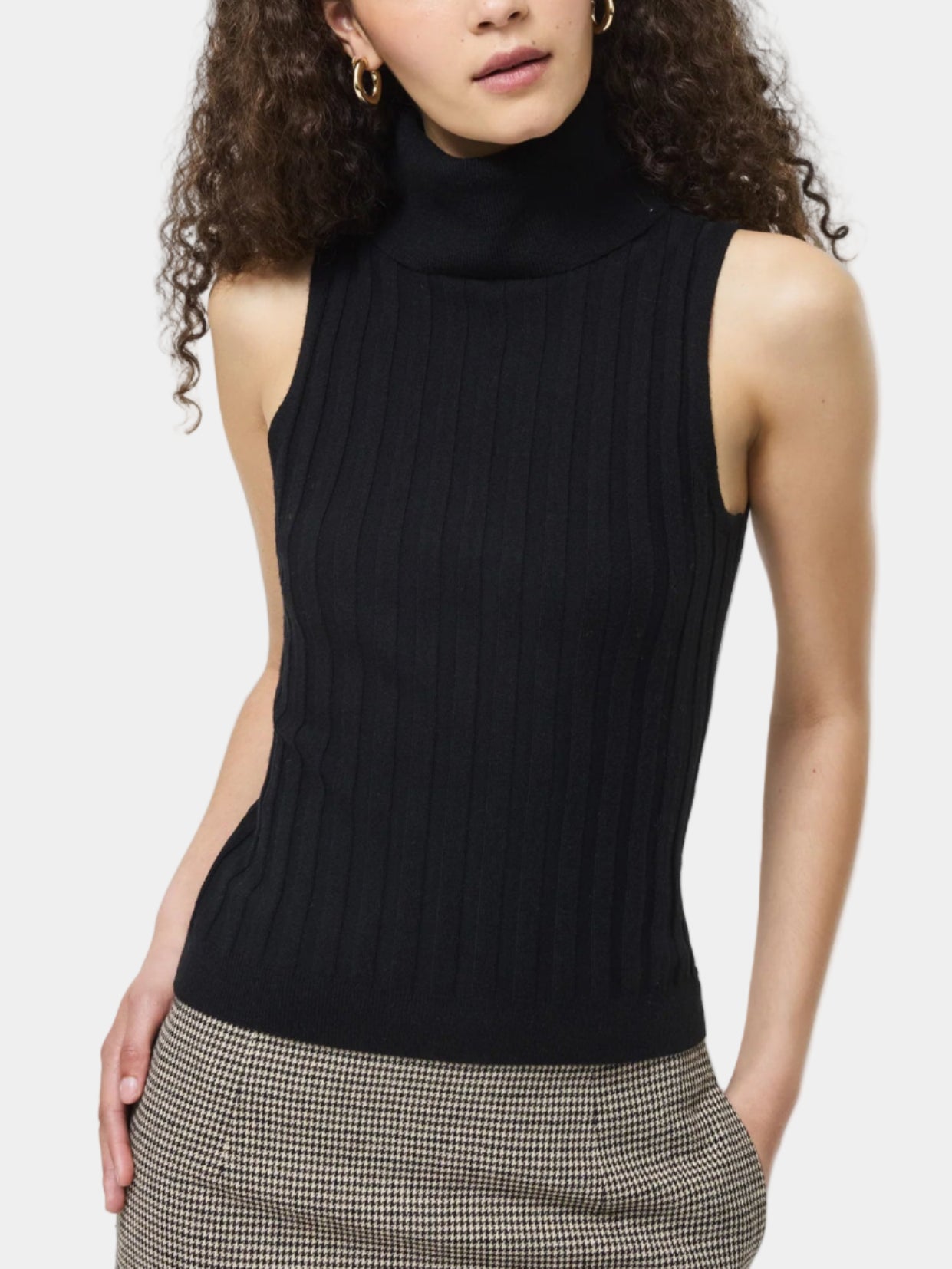 French Connection Turtleneck Tank Sweater in Black