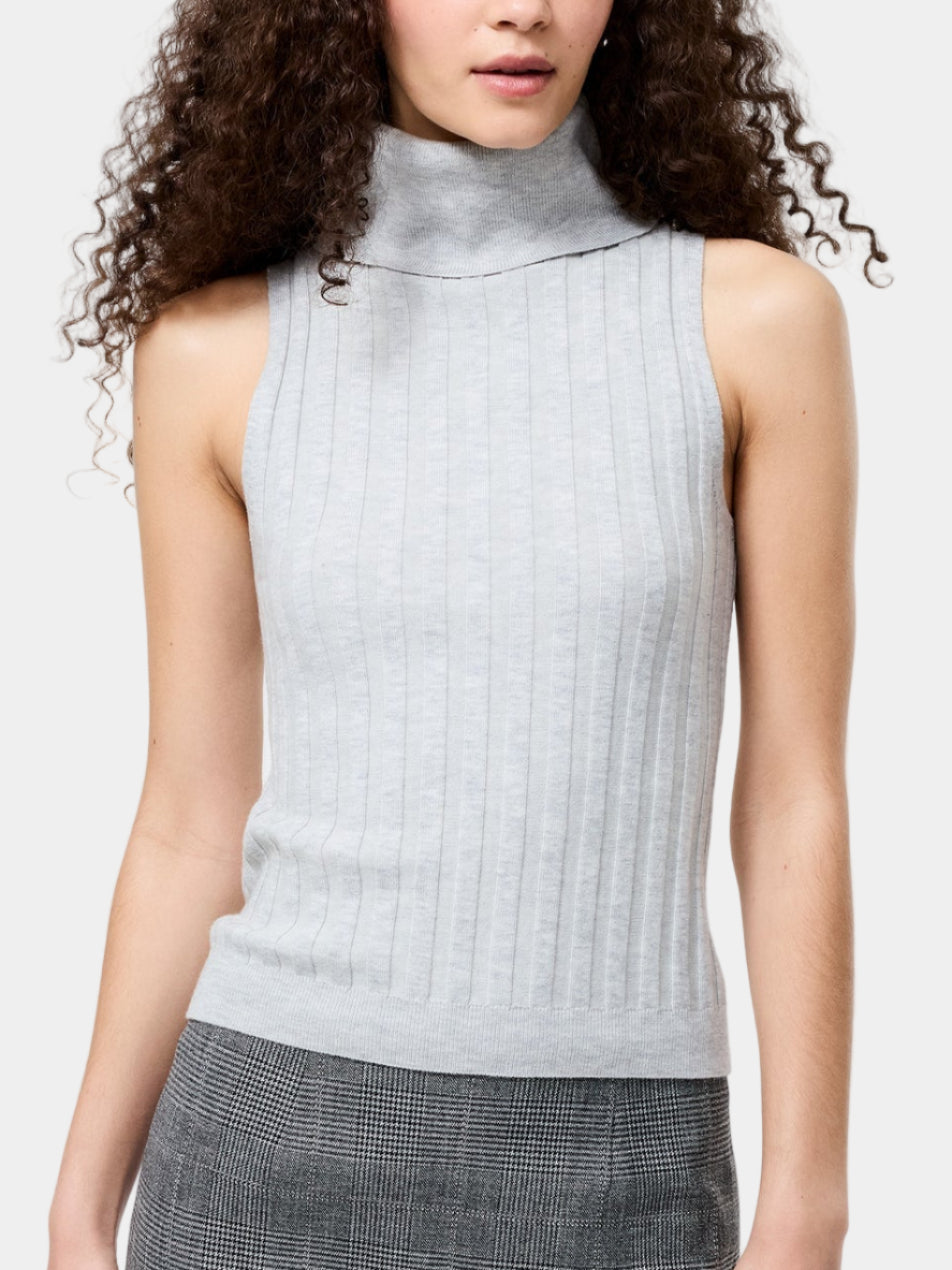 French Connection Turtleneck Tank Sweater in Light Grey Melange