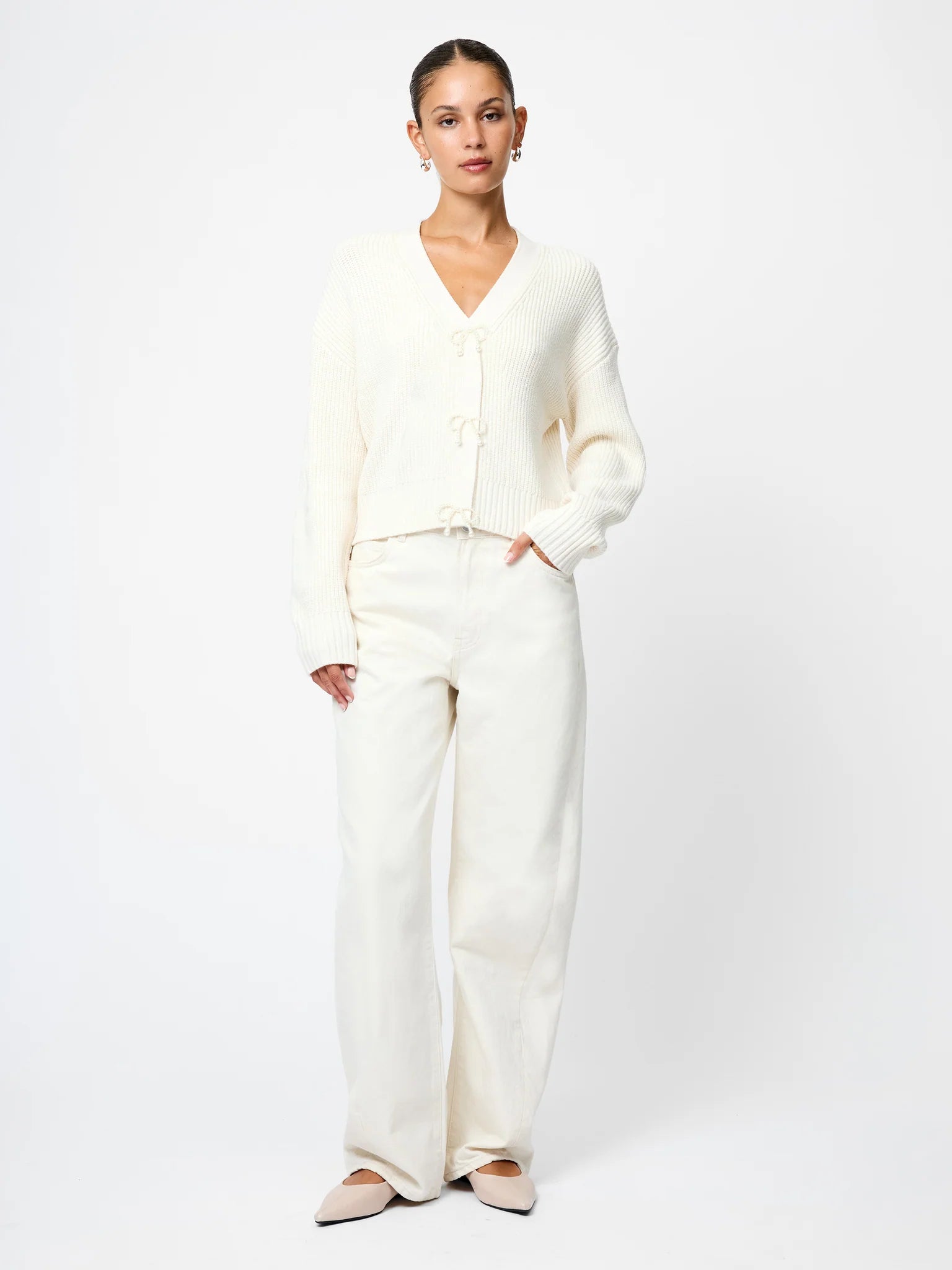 French Connection Babysoft Pearl Bow Sweater