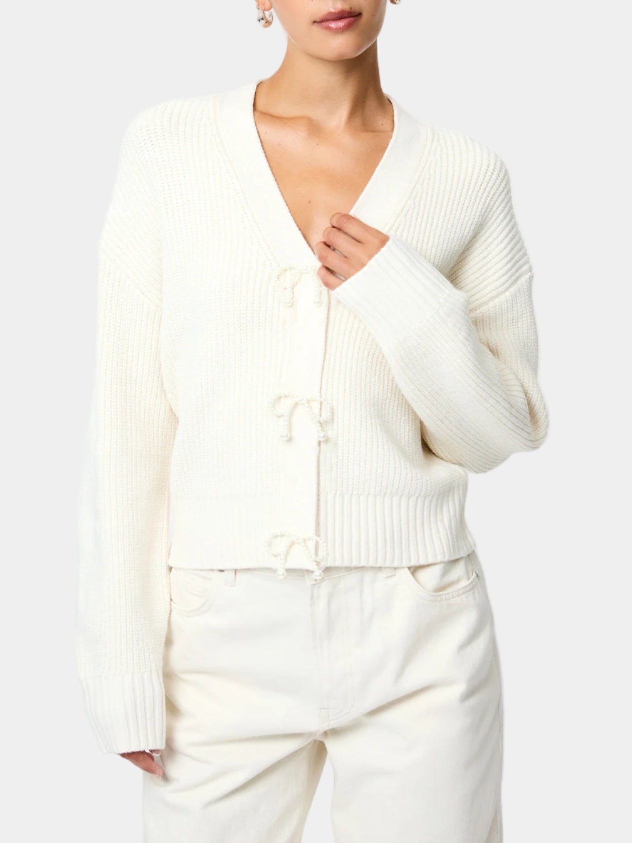 French Connection Babysoft Pearl Bow Sweater