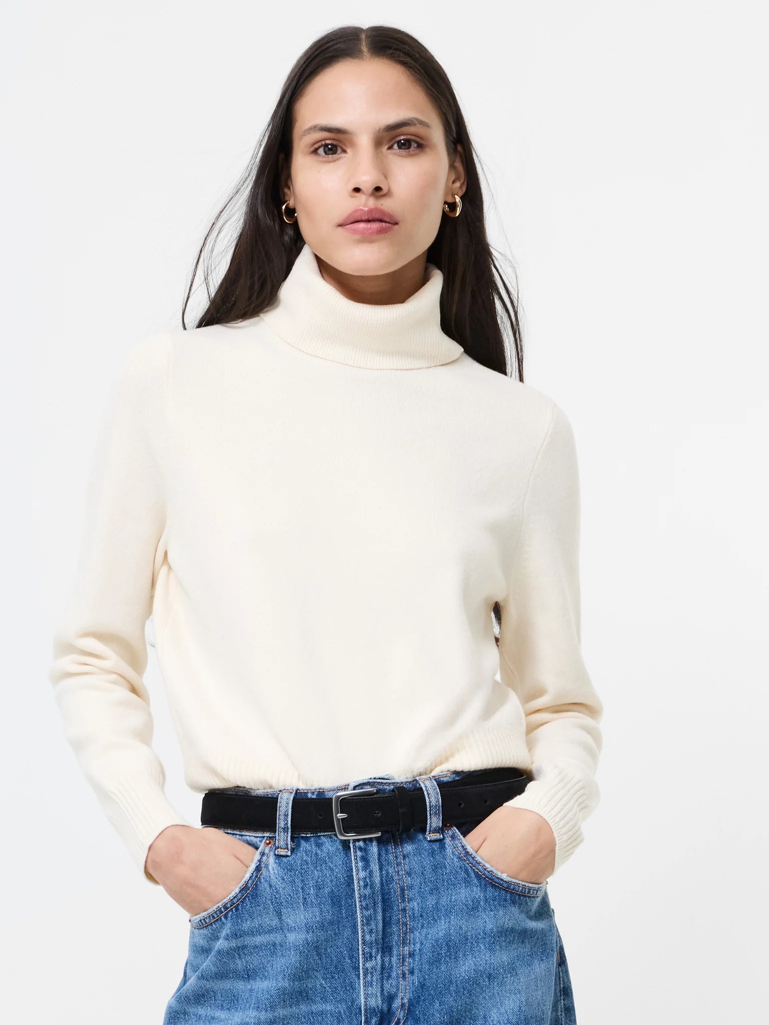 French Connection Babysoft Turtleneck Sweater in Porcelain Cream