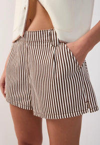 Dress To Brown Stripes Twill Shorts