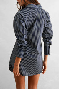 Hadley Pinstripe Wrap Mini Shirt Dress
