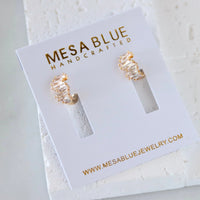 Mesa Blue Cz Baguette Huggie Hoop Earrings