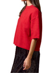 Lila Short Sleeve Sweater Top in Red