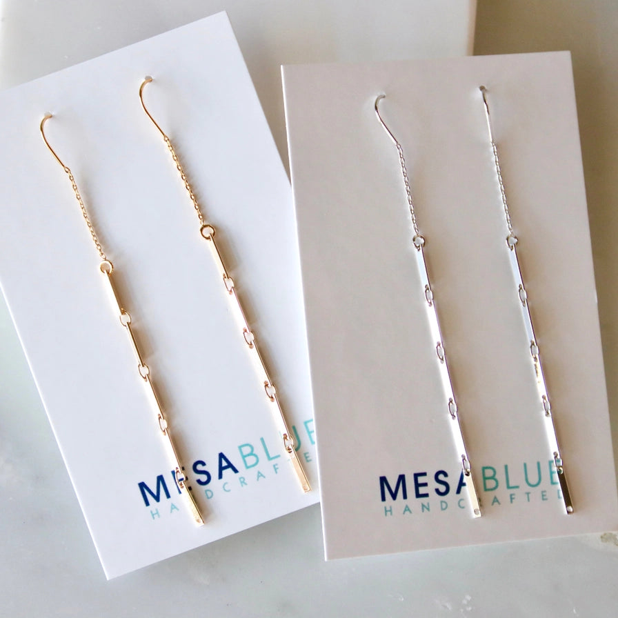 Mesa Blue Bar Threader Earrings