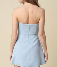 Eden Strapless Button Tweed Mini Dress