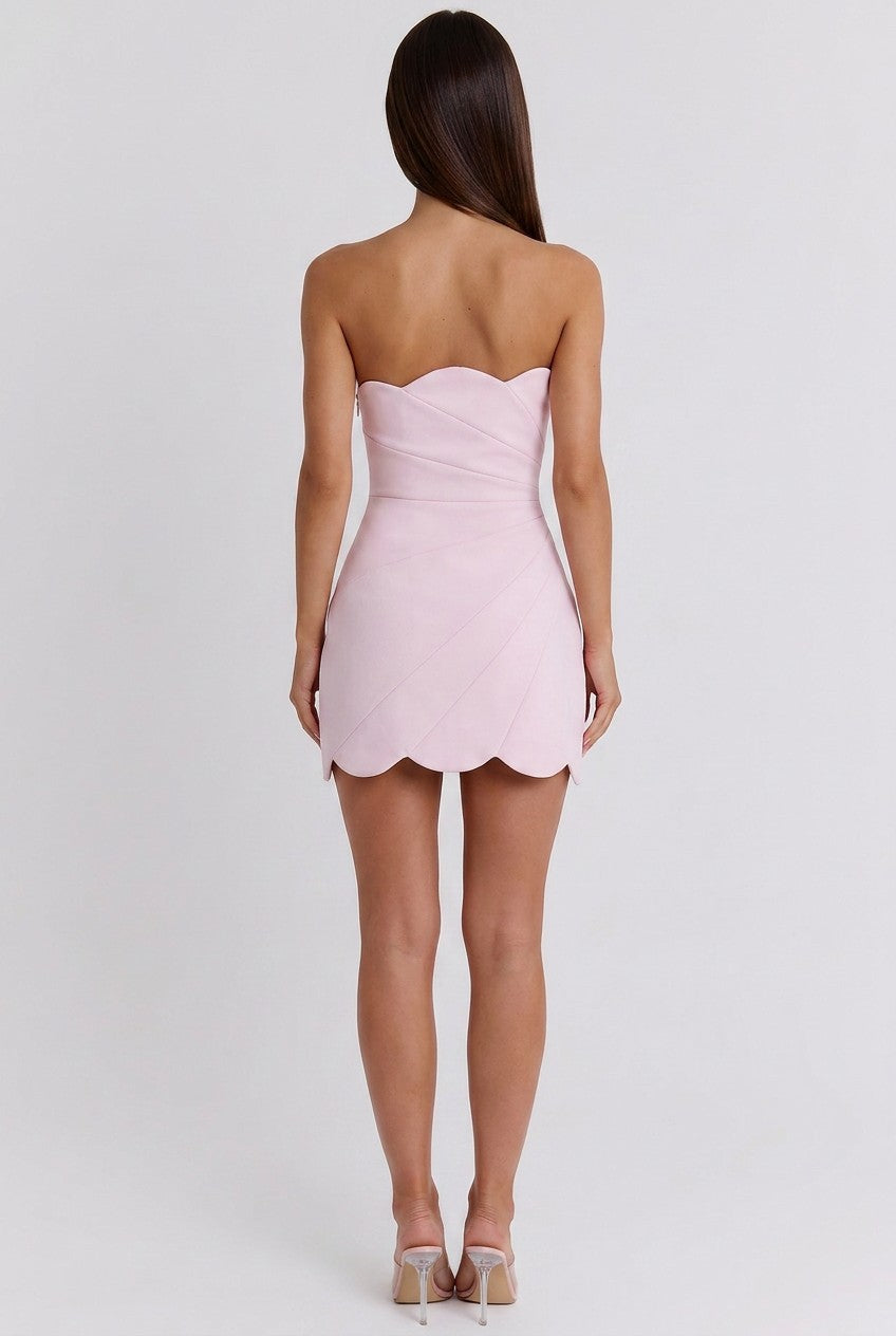 Jasmine Strapless Scalloped Mini Dress