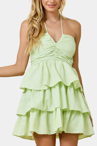 Ryder Stripe Halter Tiered Mini Dress