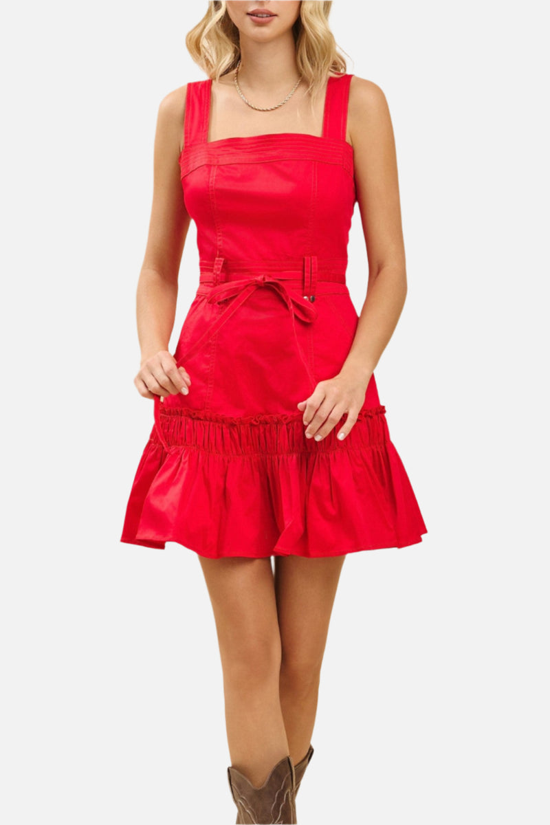 Perrie Belted Ruffle Mini Dress