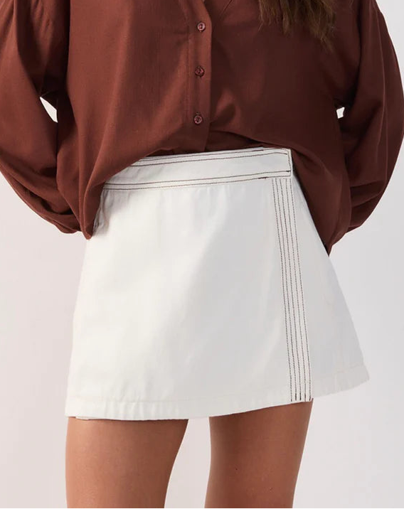 Dress To Pockets Seam Detail Wrap Twill Mini Skirt