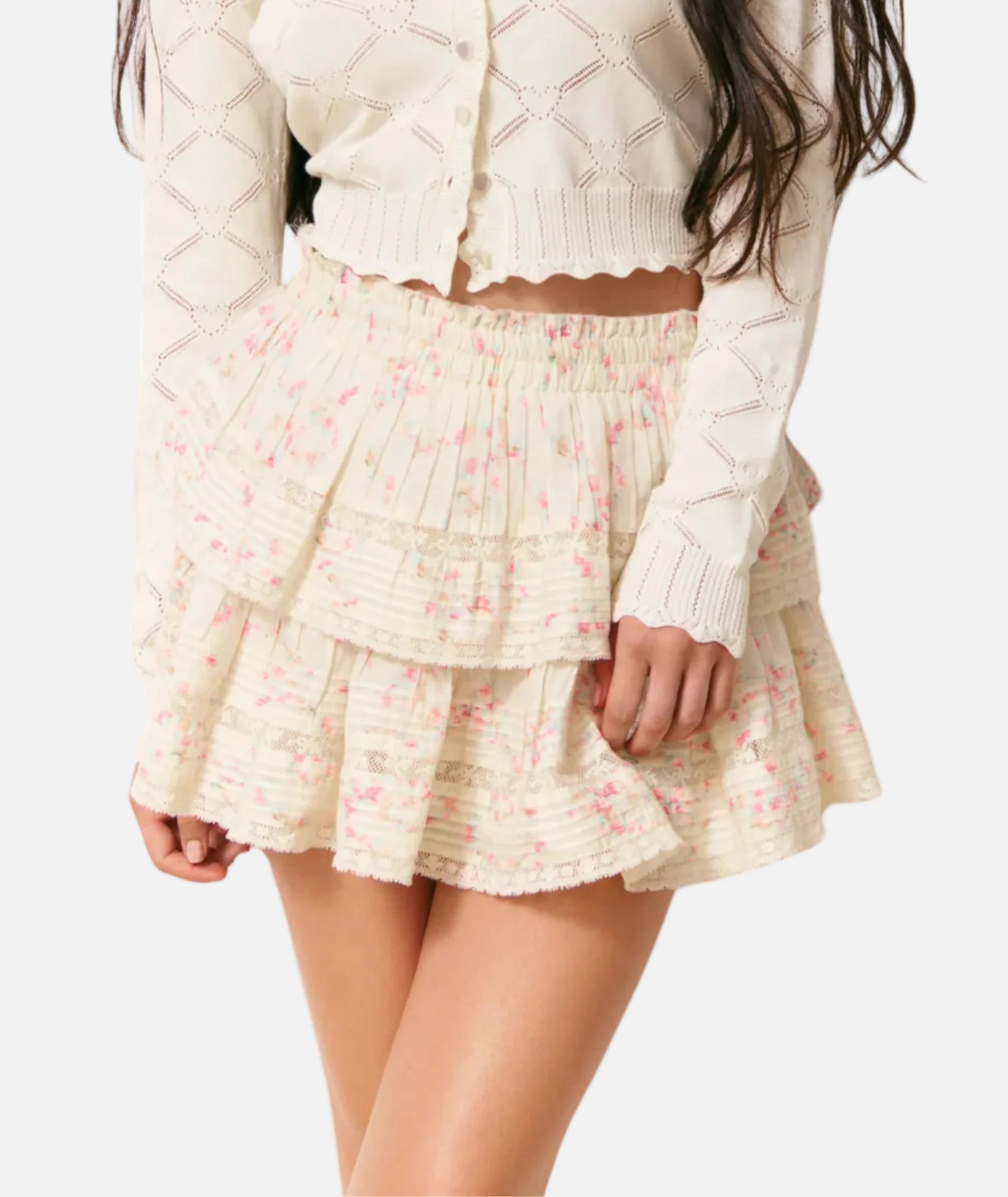 Love Shack Fancy Ruffle Mini Skirt in Magnolia