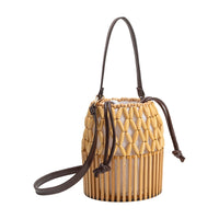 Melie Bianco Naomi Wooden Bamboo Top Handle Bag