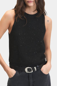 Deluc Angel Sequin Knit Top in Black
