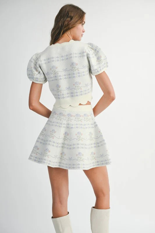 Demi Jacquard Knit Top & Mini Skirt Set