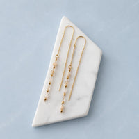 Mesa Blue Pearlized Beaded Threader Earrings