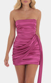 Darla Satin Tassel Mini Dress in Magenta