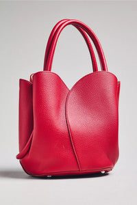 Melie Bianco Tulip Mini Red Leather Handle Bag