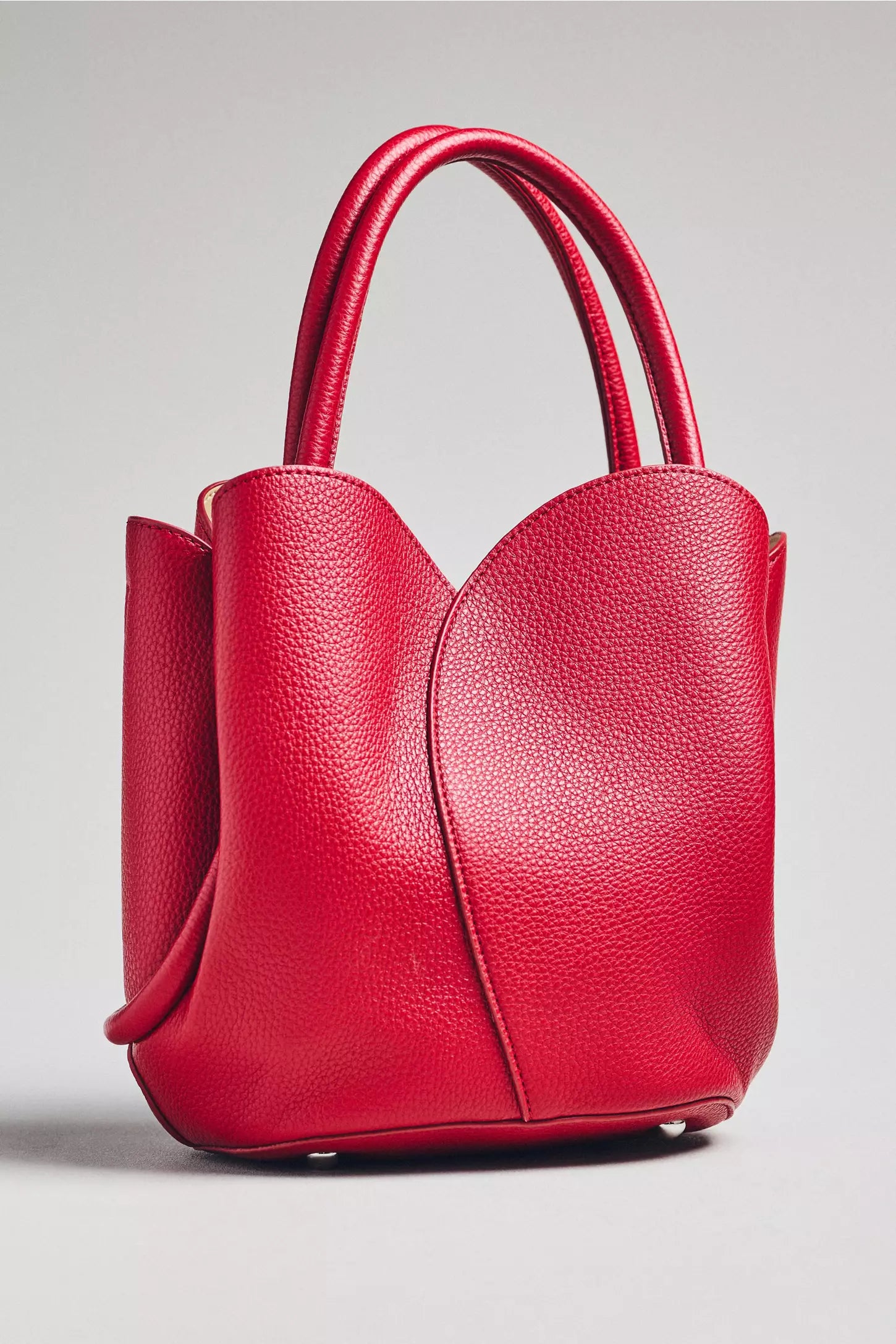 Melie Bianco Tulip Mini Red Leather Handle Bag