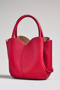 Melie Bianco Tulip Mini Red Leather Handle Bag