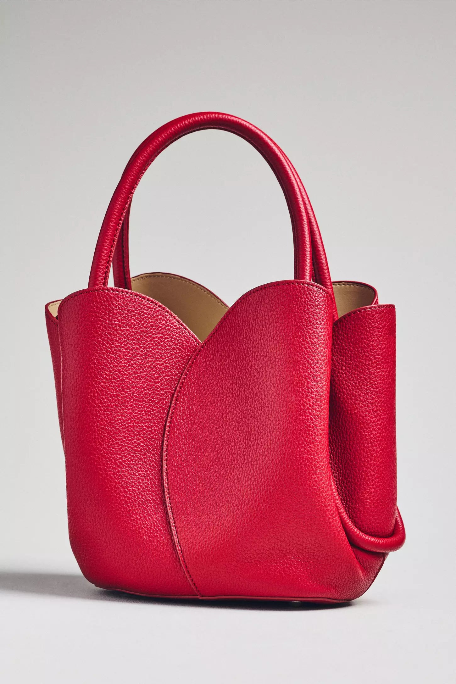 Melie Bianco Tulip Mini Red Leather Handle Bag