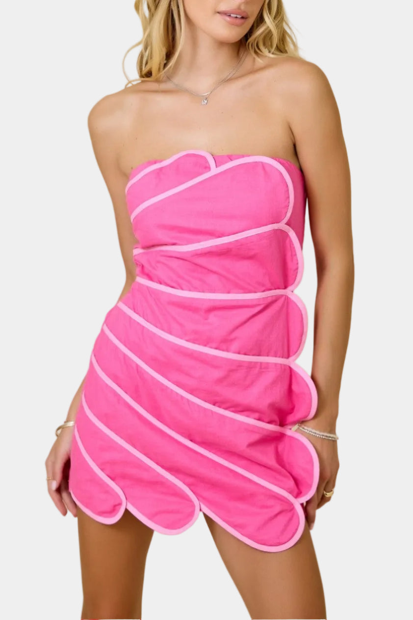 Zara Scallop Panels Strapless Mini Dress