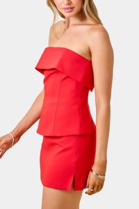 Laura Peplum Top & Skort Set in Red