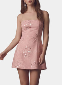 Charley Jacquard Beaded Floral Mini Dress
