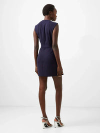 French Connection Whisper Ruth Square Neck Mini Dress in Navy