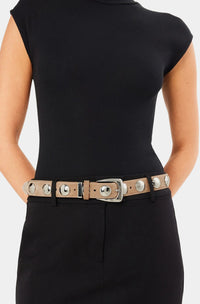 Billini Bailey Belt in Fawn Suede-Silver