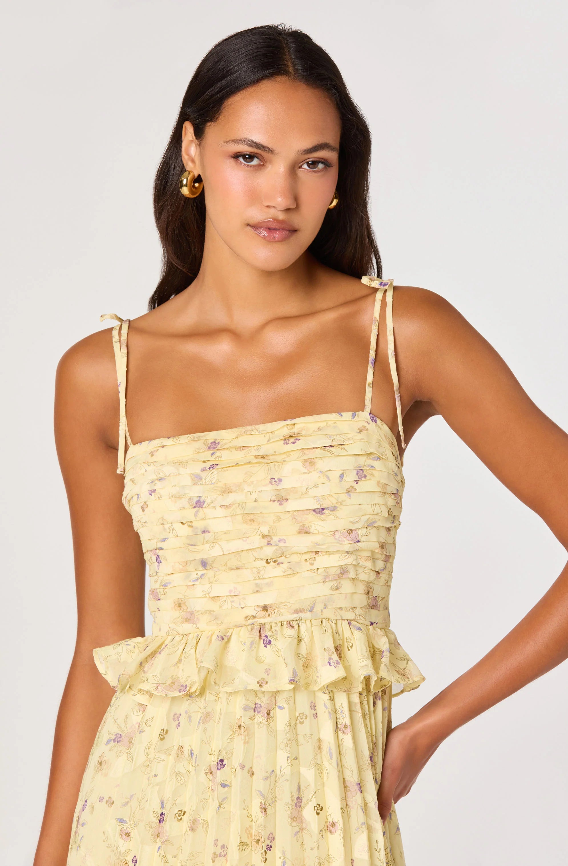 ASTR The Label Emerys Pleated Midi Dress