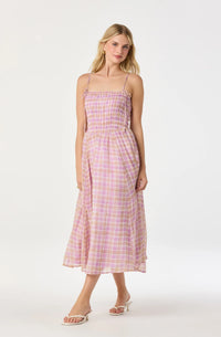 ASTR The Label Lahela Plaid Smocked Midi Dress