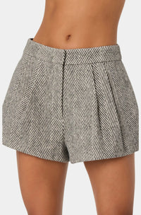 ASTR The Label Sorine Shorts in Grey Herringbone