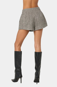 ASTR The Label Sorine Shorts in Grey Herringbone