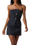 ASTR The Label Moina Tweed Strapless Top and Mini Skirt Set