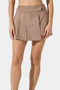 ASTR The Label Theodora Pleated Faux Suede Skirt
