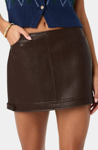 ASTR The Label Kareen Mini Skirt in Dark Brown