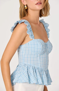 ASTR The Label Baylin Top in Blue Plaid