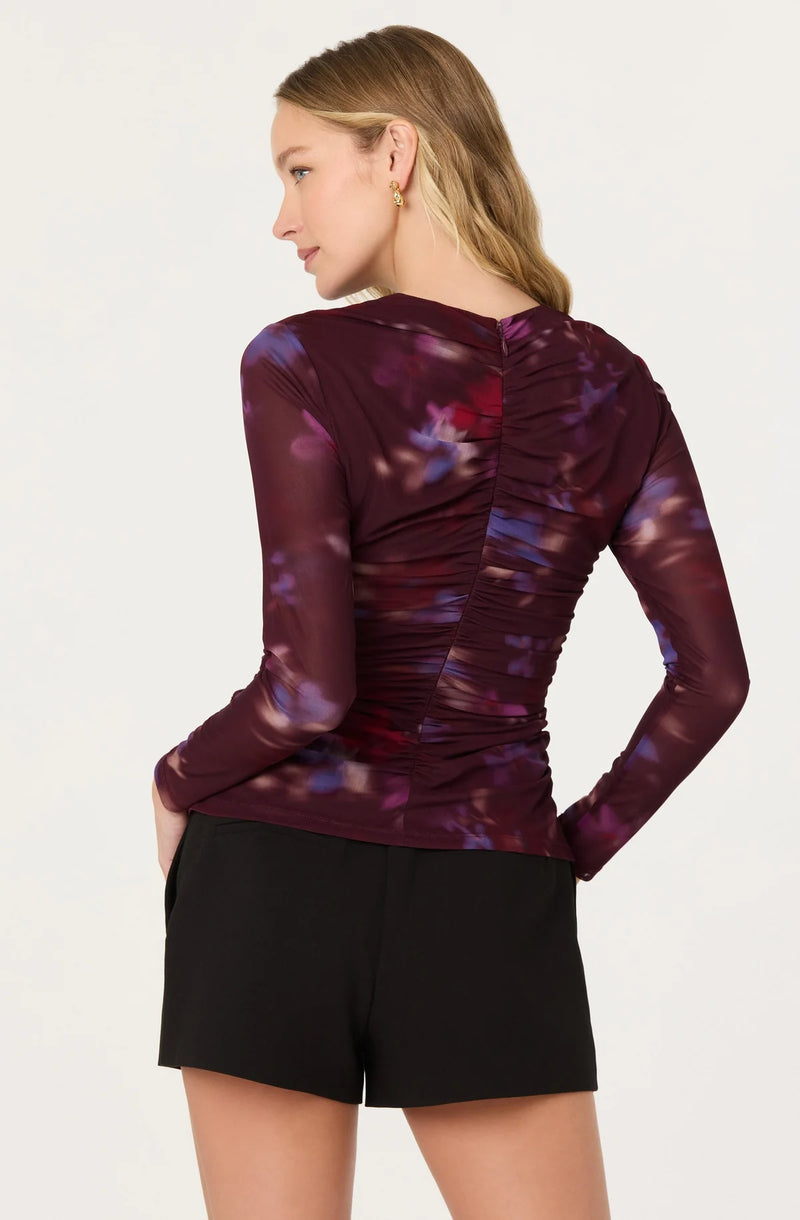 ASTR The Label Yasmine Top in Dark Plum Multi