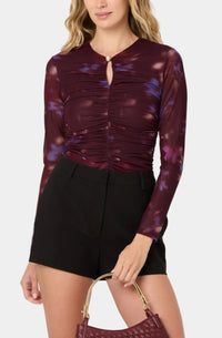 ASTR The Label Yasmine Top in Dark Plum Multi